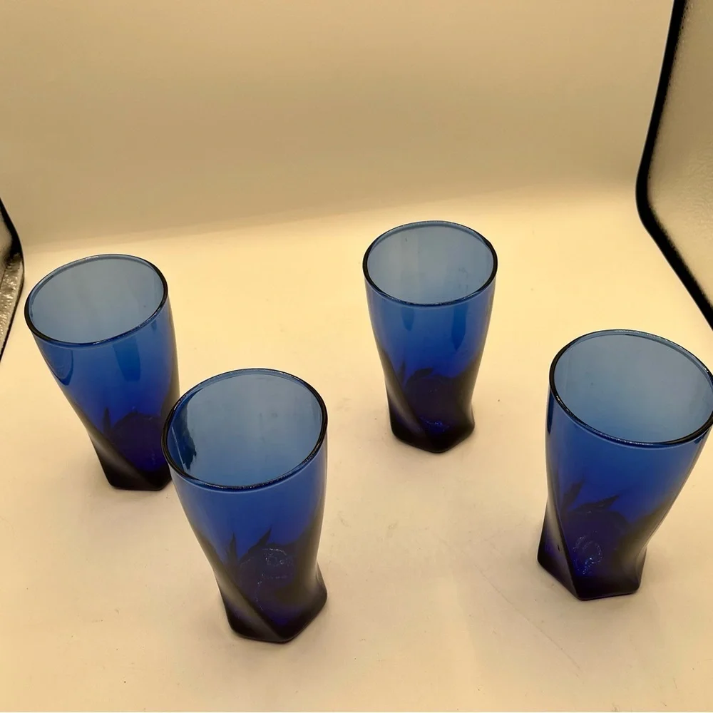 Blue Modern Tumbler Glasses - Set of 4